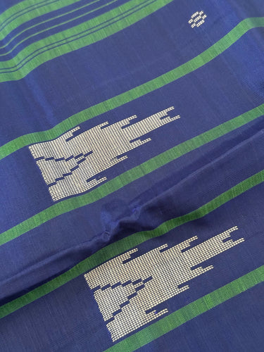 Vegan Silk Saree | No Zari | No Blouse | Handwoven | Leaf Green & Purple | Ships from California